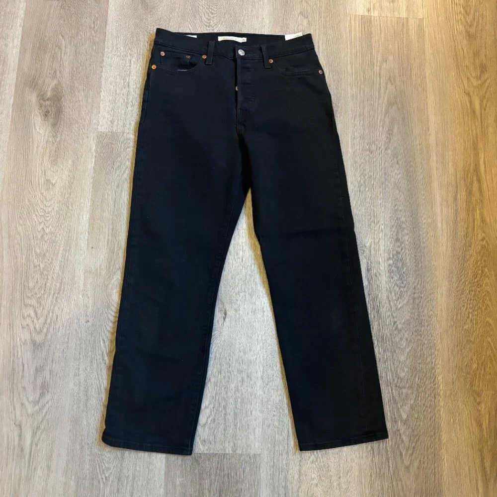 Levi's Women's Wedgie Straight Jeans Dark Black Size 26x26 - Picture 1 of 10